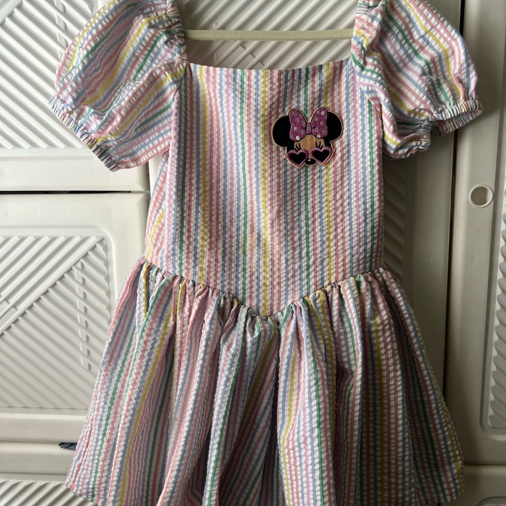 Colorful Striped Dress with Minnie Mouse Patch